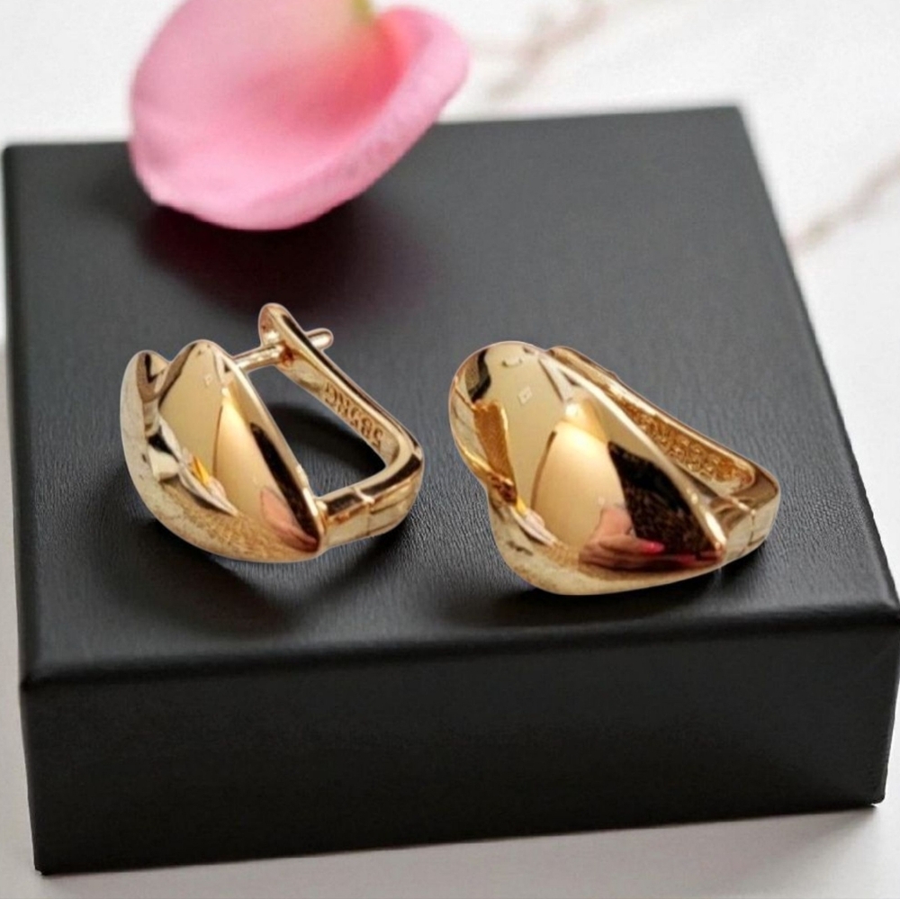 14k Rose Gold Plated Heart Earrings Womens Jewelry